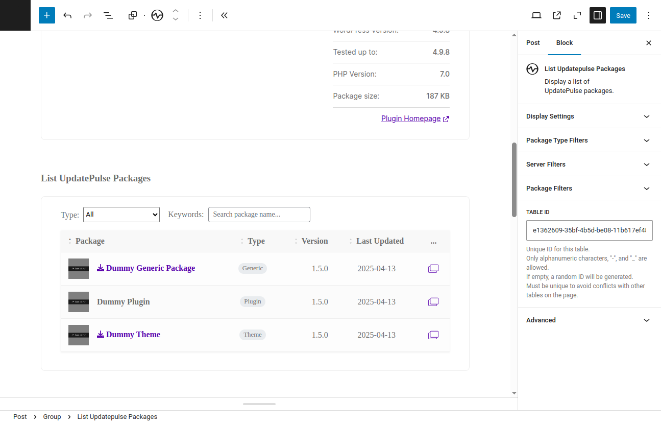 List UpdatePulse Packages Single UpdatePulse Package