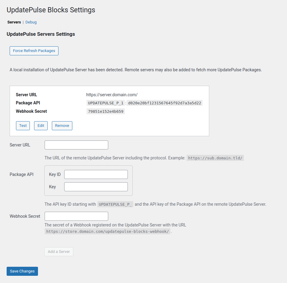 Server Settings Server Settings